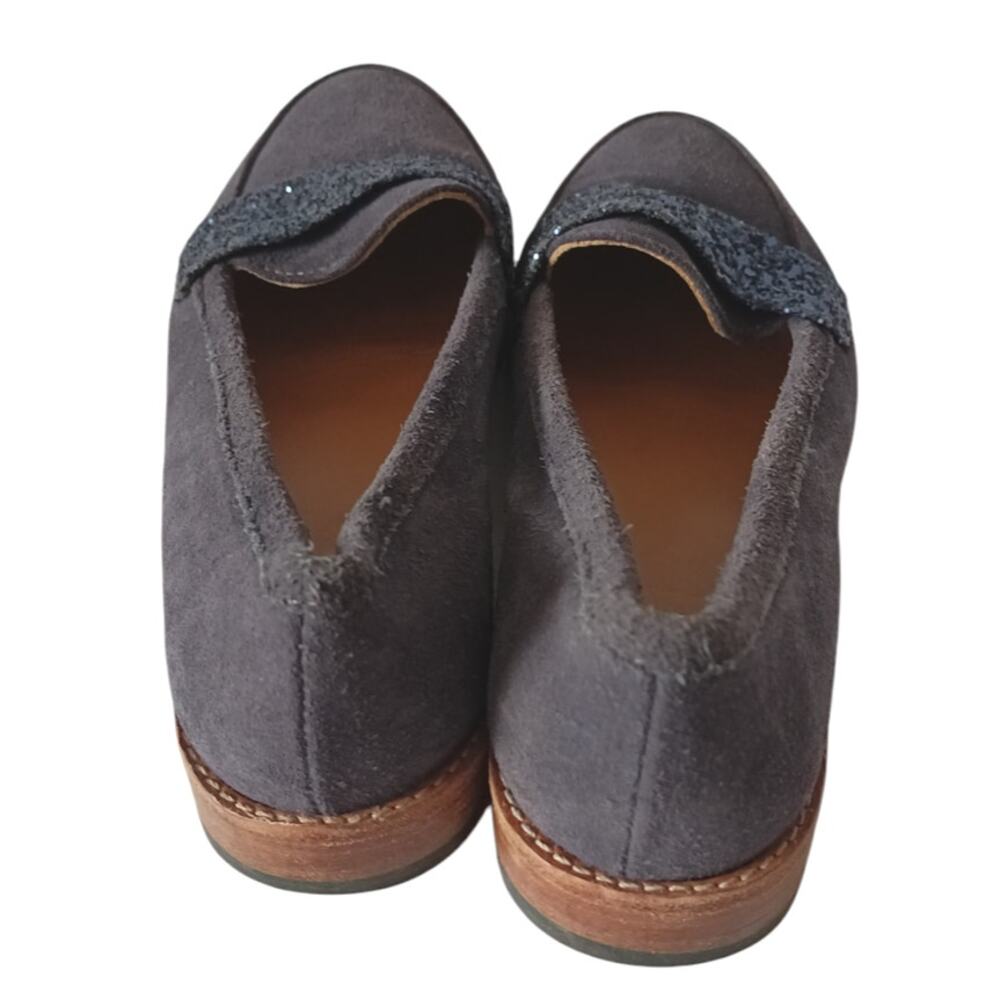 Bobbies Paris Navy Suede Glitter Loafers Smoking Flats Women’s 6.5/37 - Picture 5 of 9